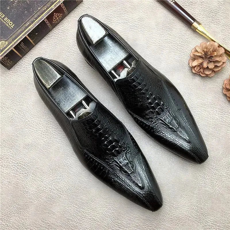 Men Dress Shoes - Basilio Serpentine Pointed Toe Shoes - Dress Shoes - LeStyleParfait
