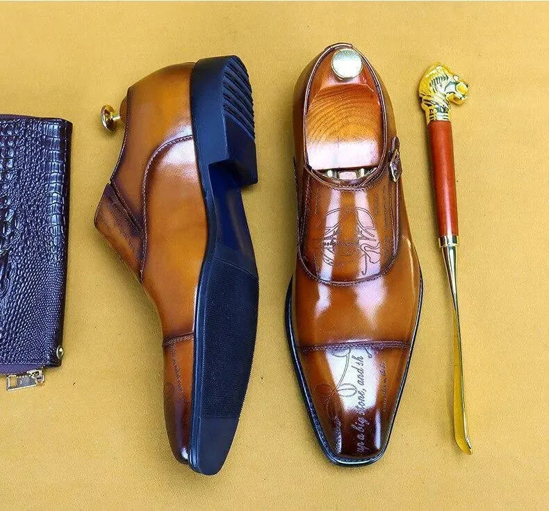 Men Dress Shoes - Cencio Monk Strap Oxford Shoes - Dress Shoes - LeStyleParfait