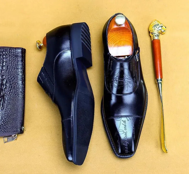 Men Dress Shoes - Cencio Monk Strap Oxford Shoes - Dress Shoes - LeStyleParfait