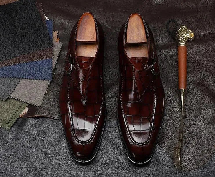 Men Dress Shoes - Teodoro Oxford Monk Strap Shoes - Dress Shoes - LeStyleParfait