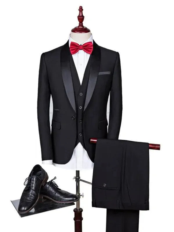 Formal Slim Fit Three Piece Tuxedo Suit - Tuxedo Suit - LeStyleParfait fashion image