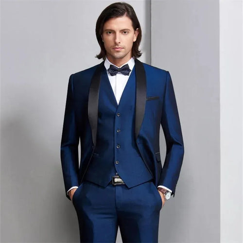 Shawl Collar Tuxedo 3 Piece Suit - Tuxedo Suit - LeStyleParfait