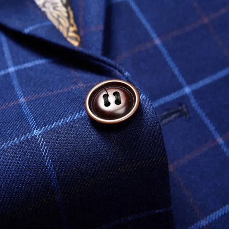 Grid Stripe Slim Fit Suit - Three Piece Suit - LeStyleParfait