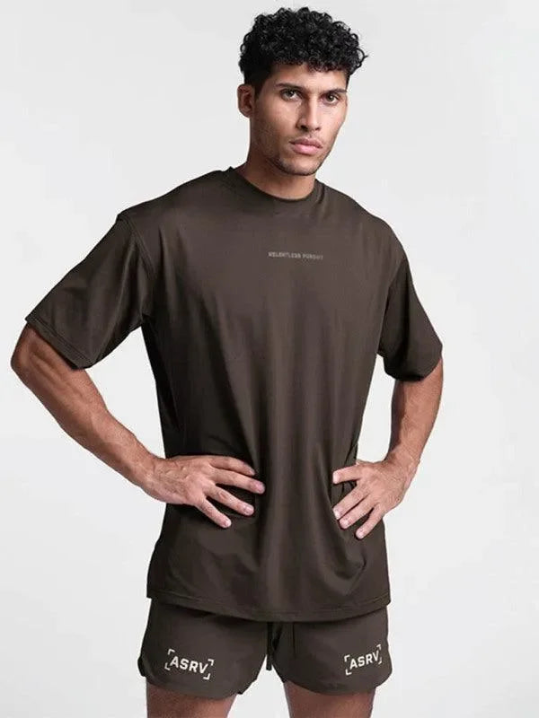 Men Green Relaxed Crew Neck Tshirt-Men T-Shirt-LeStyleParfait