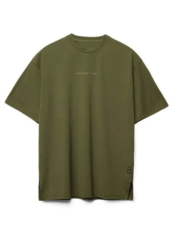 Men Green Relaxed Crew Neck Tshirt-Men T-Shirt-LeStyleParfait