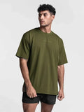Men Green Relaxed Crew Neck Tshirt-Men T-Shirt-LeStyleParfait