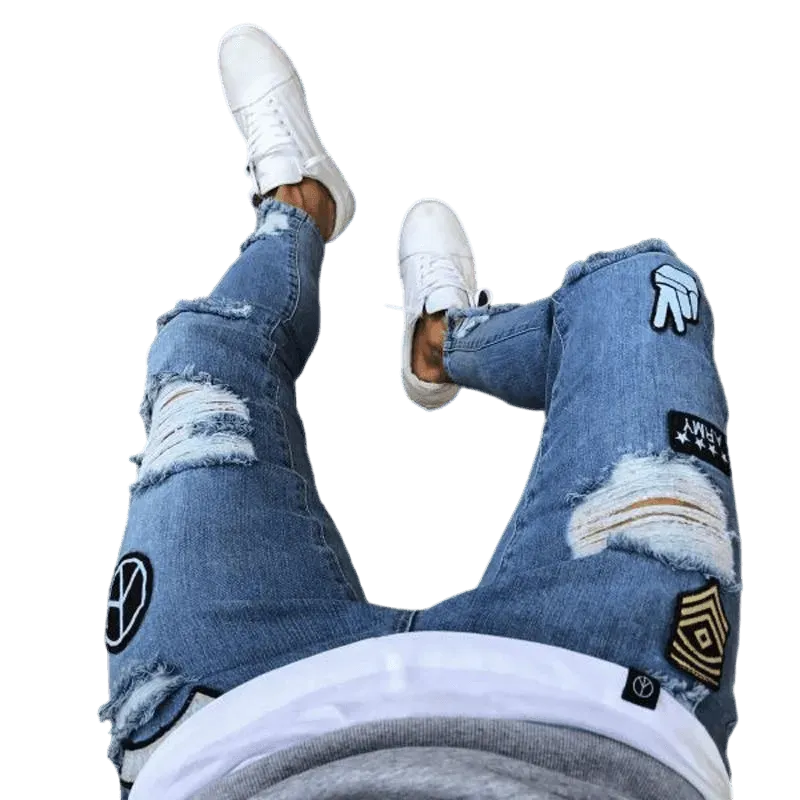 Men Jeans With Patches - Men's Jeans - LeStyleParfait