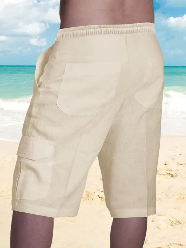 Men Linen Cargo Shorts - Shorts - LeStyleParfait