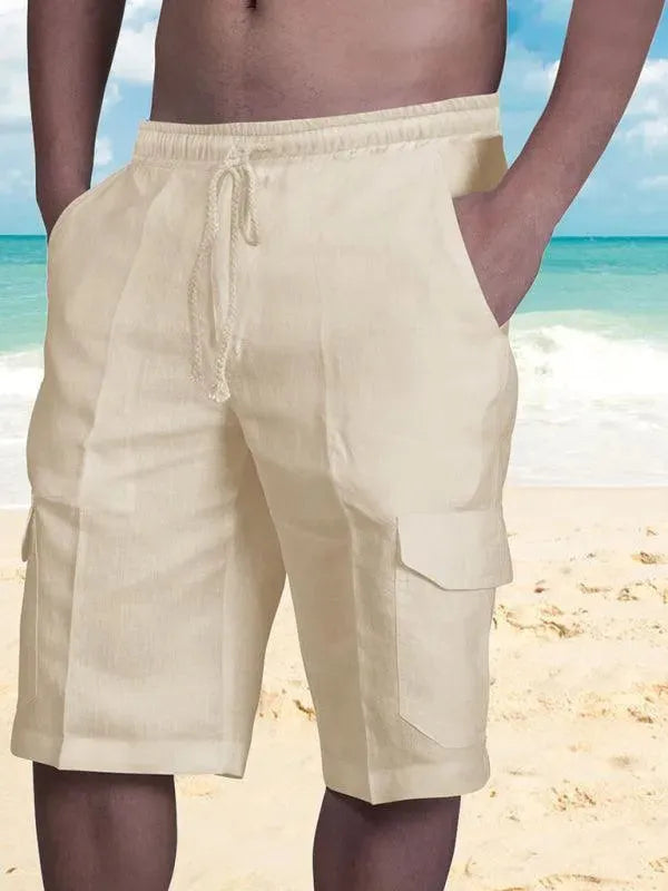 Men Linen Cargo Shorts - Shorts - LeStyleParfait