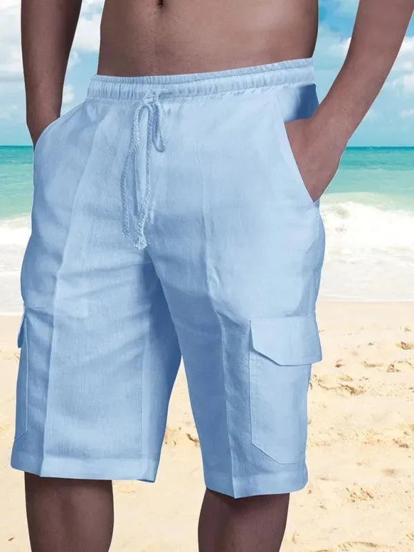 Men Linen Cargo Shorts - Shorts - LeStyleParfait