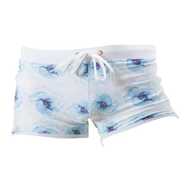 Men Orange Geometric Swim Shorts