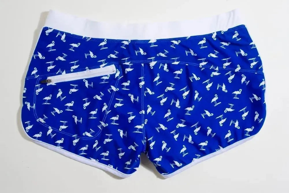 Men Orange Geometric Swim Shorts