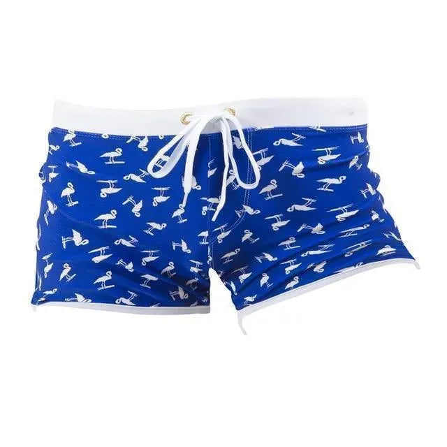 Men Orange Geometric Swim Shorts
