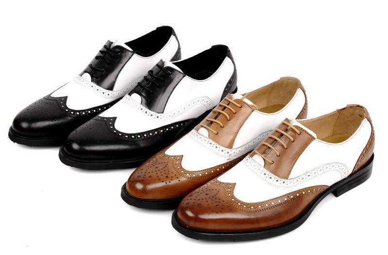 Men Oxfords, Genuine Leather, Vintage, Black, Brown - Shoes - LeStyleParfait Kenya