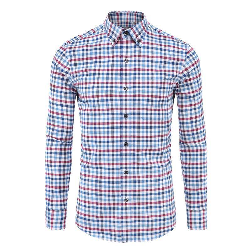 Men Plaid Shirts Casual Cotton Mens Shirts Long Sleeve Plus Size Shirts - Shirt - LeStyleParfait Kenya