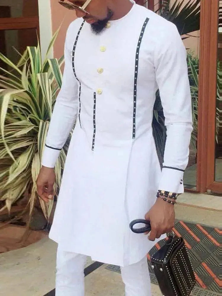 Men Polished Colorblock Formal Pants Set - Colorblock Formal Pants Two-Piece Set - LeStyleParfait