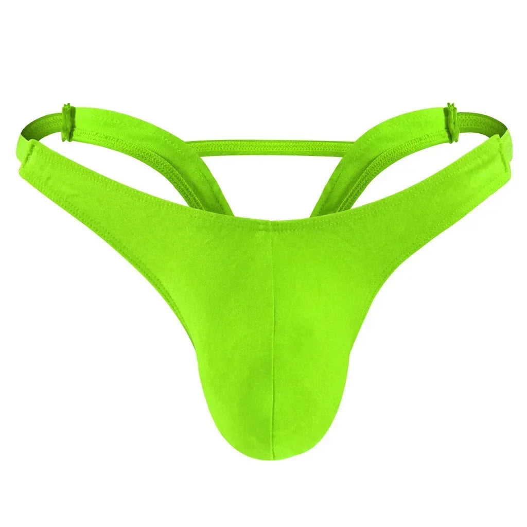 String sans coutures en forme de V pour homme, sous-vêtement avec poche pour pénis
