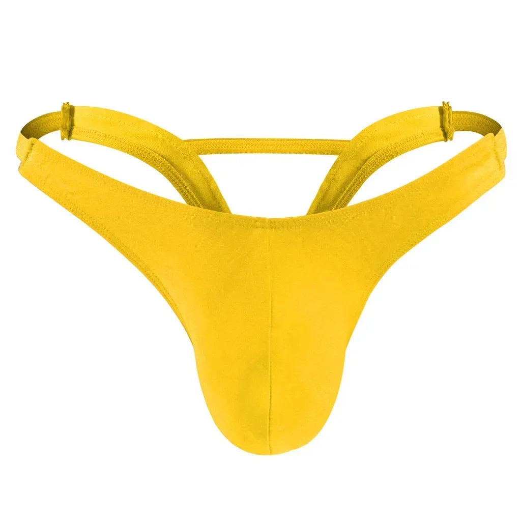 String sans coutures en forme de V pour homme, sous-vêtement avec poche pour pénis