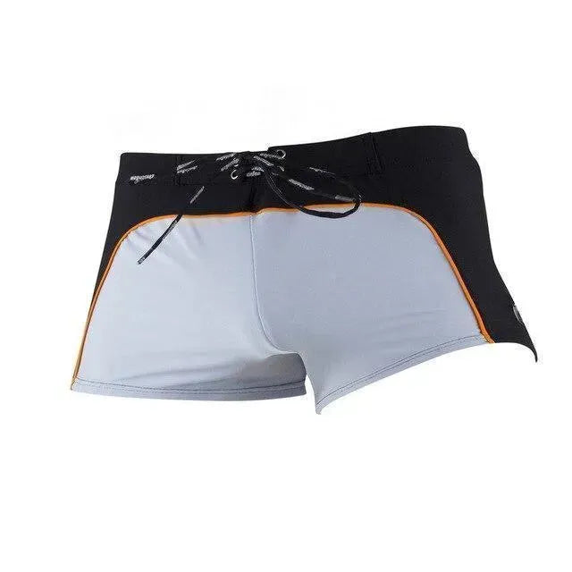 Men Red White Colorblock Swim Shorts