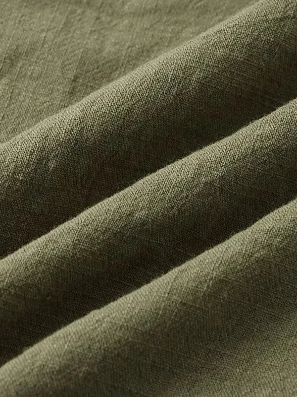 Men Relaxed Classic Linen Shorts Set - Solid Shorts Two-Piece Set - LeStyleParfait