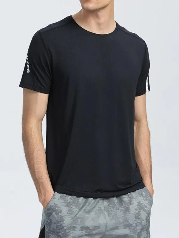 Men Relaxed Crew Neck Polyester Tshirt-Men T-Shirt-LeStyleParfait