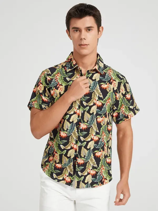 Men's Beach Floral Hawaiian Shirt - Hawaiian Shirt - LeStyleParfait