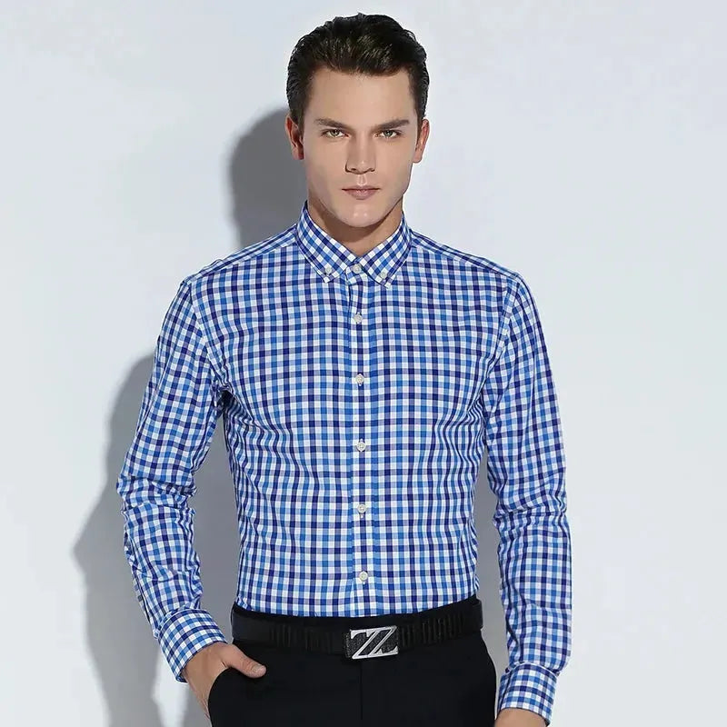 Men's Button Down Cotton Checkered Shirt - Checkered Shirt - LeStyleParfait