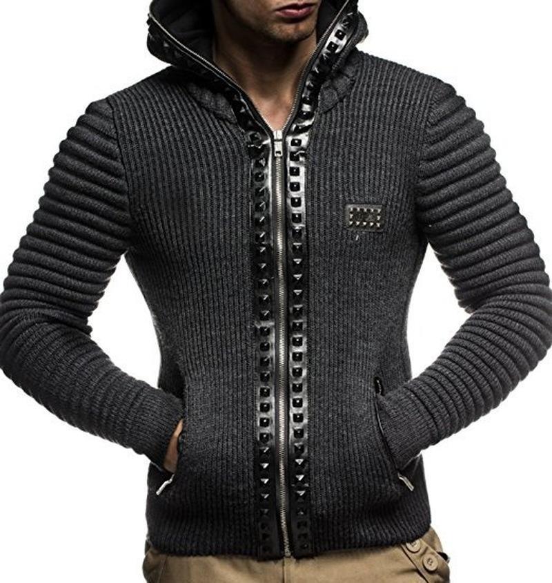 Men's Cardigan Knitted Hooded Zipper Sweater - Sweater - LeStyleParfait Kenya