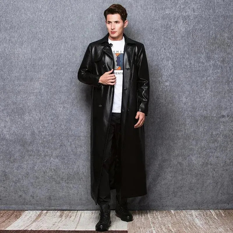 Men's Casual Leather Overcoat - Overcoat - LeStyleParfait