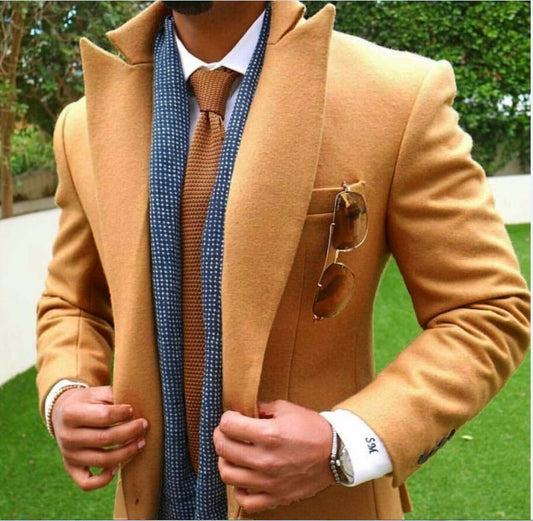 Men's Coats Tweed Slim Fit Long Coats - Coat - LeStyleParfait Kenya