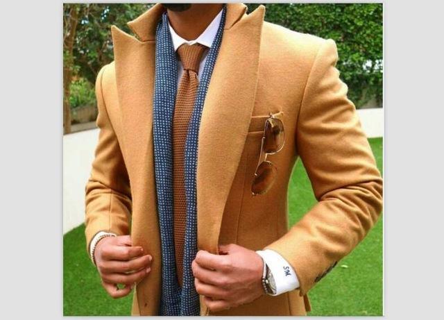 Men's Coats Tweed Slim Fit Long Coats - Coat - LeStyleParfait Kenya