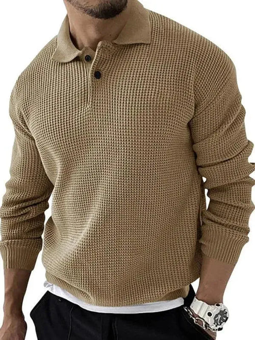 Men’s Collared Thermal Pullover Sweater – Textured Knit
