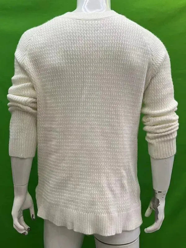Men’s Contrast Crew-Neck Pullover Sweater – Knit