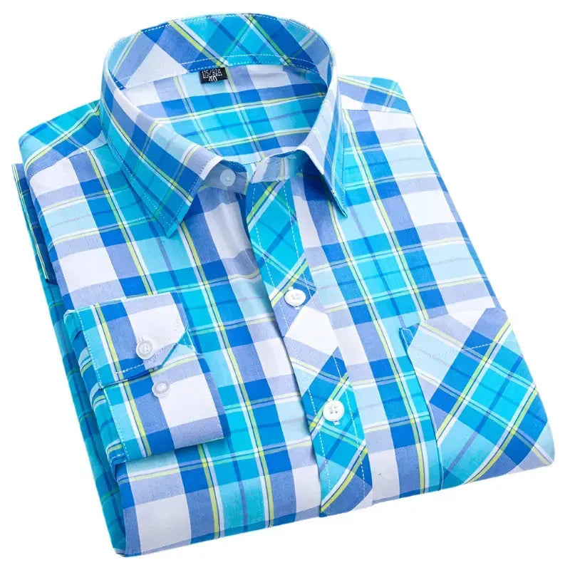 Men's Cotton Plaid Shirt Formal - Plaid Shirt - LeStyleParfait