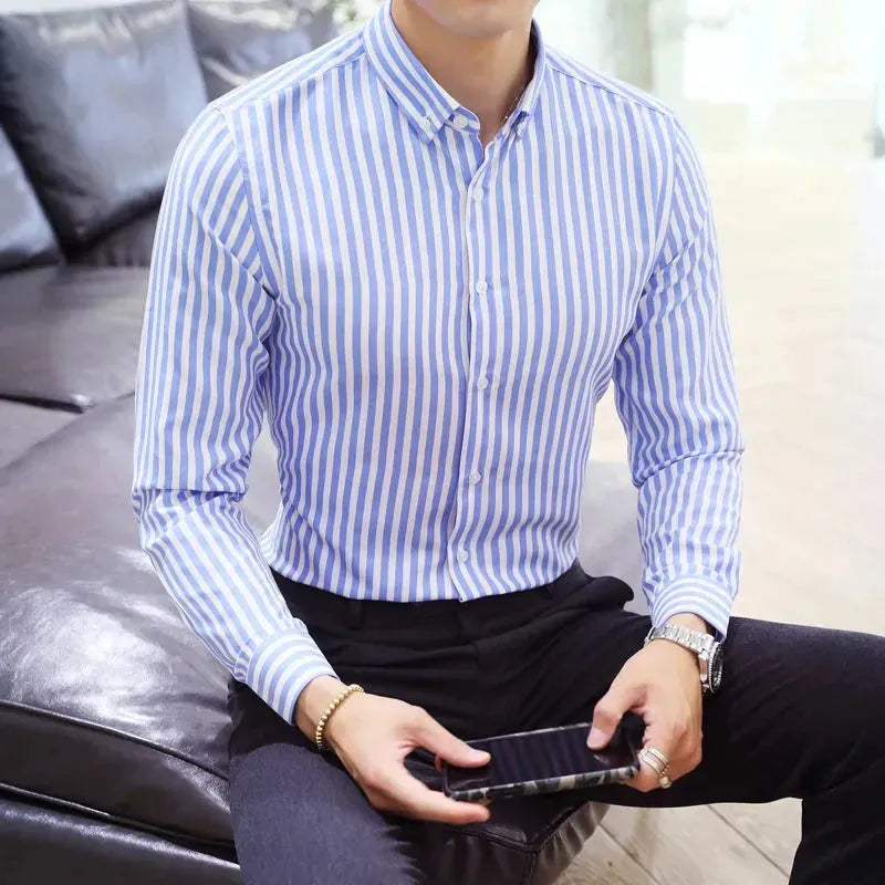 Men's Formal Striped Dress Shirt - Striped Shirt - LeStyleParfait