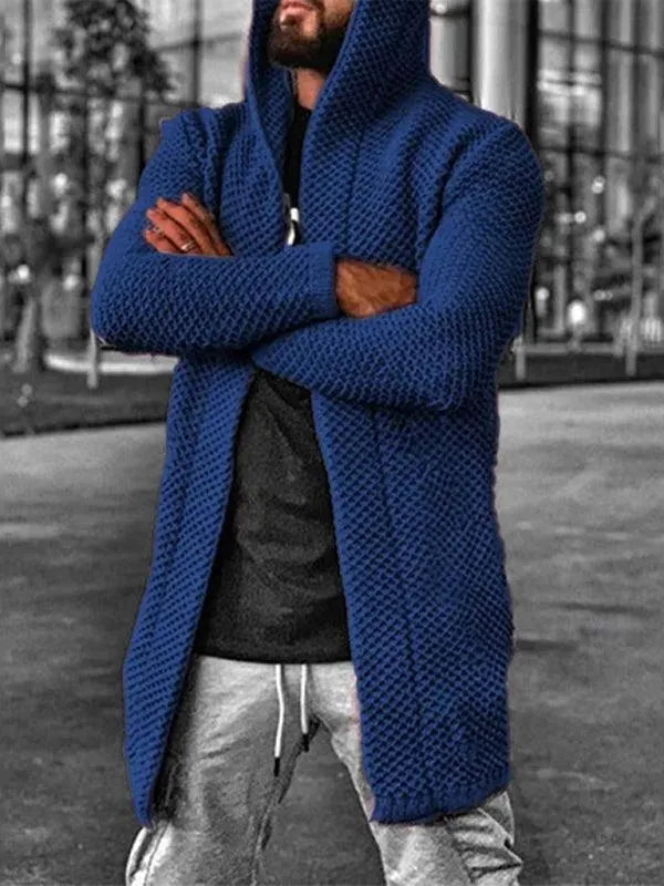 Men’s Hooded Longline Open Cardigan Sweater – Lightweight