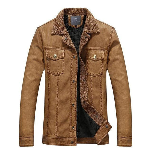 Men's Jacket Leather Vintage Jacket Warm - Jacket - LeStyleParfait Kenya