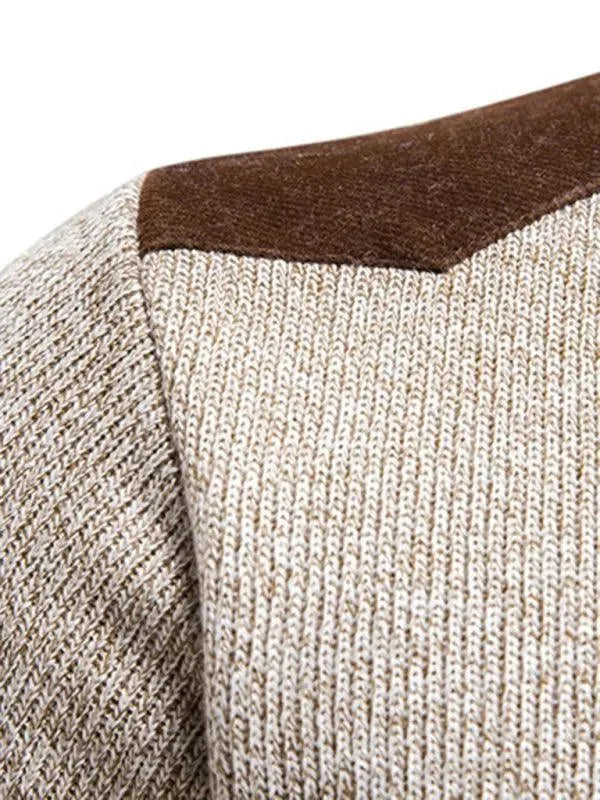 Men’s Patchwork Zip Turtleneck Pullover Sweater