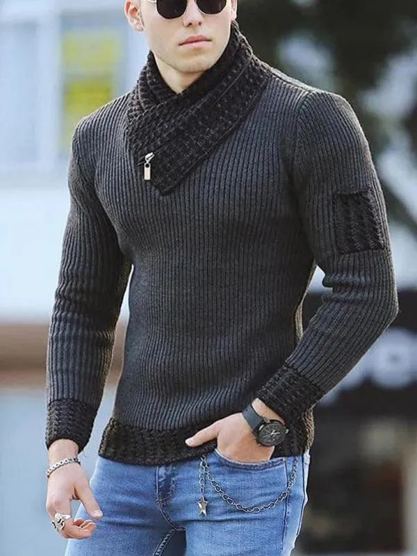 Men’s Plus Size Turtleneck Pullover Sweater – Knit
