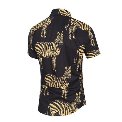 Men's Shirts Zebra Print Short Sleeve Shirts Men Casual Shirts - Shirt - LeStyleParfait Kenya