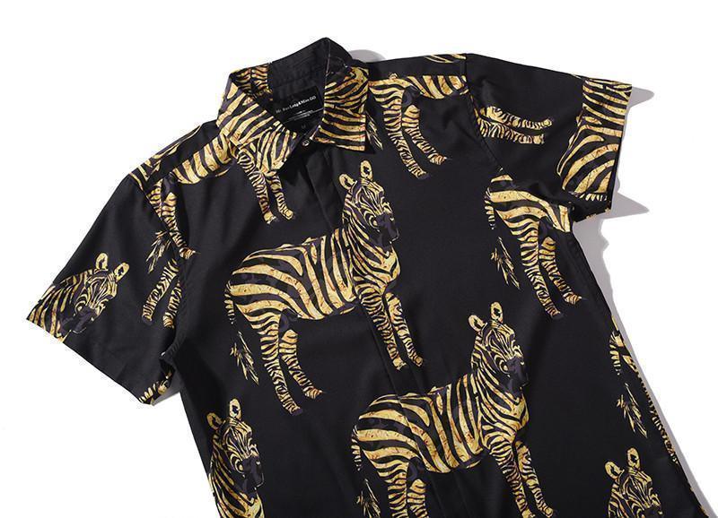 Men's Shirts Zebra Print Short Sleeve Shirts Men Casual Shirts - Shirt - LeStyleParfait Kenya