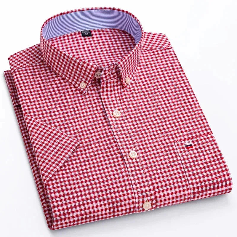 Men's Short Sleeve Check Shirt - Check Shirt - LeStyleParfait