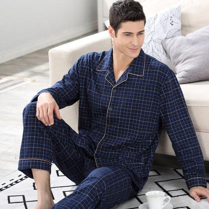 Men's Sleepwear Pants Plaid Pyjamas Navy Blue Pajamas - Sleepwear - LeStyleParfait Kenya