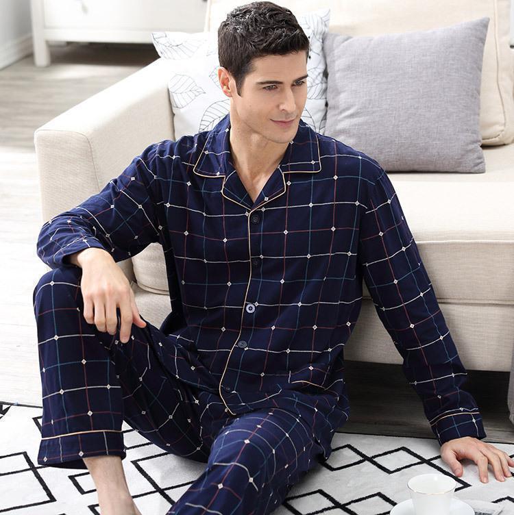 Buy Men's Sleepwear Pants Plaid Pyjamas Navy Blue Pajamas at LeStyleParfait  Kenya