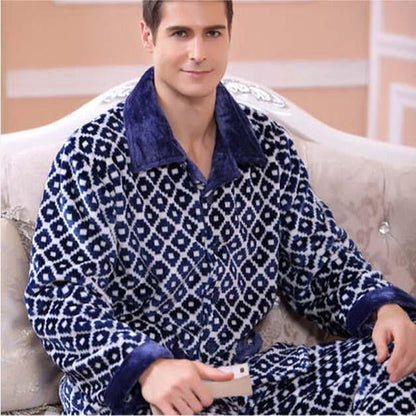 Men's Sleepwear Pants Set Flannel Warm Pajamas - Sleepwear - LeStyleParfait Kenya