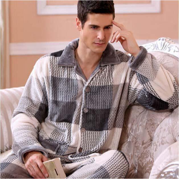 Men's Sleepwear Pants Set Flannel Warm Pajamas - Sleepwear - LeStyleParfait Kenya