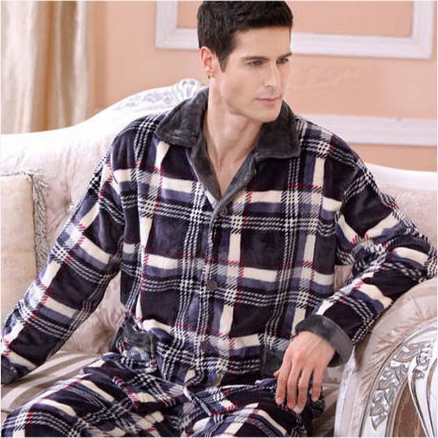 Buy Men's Sleepwear Pants Set Flannel Warm Pajamas at