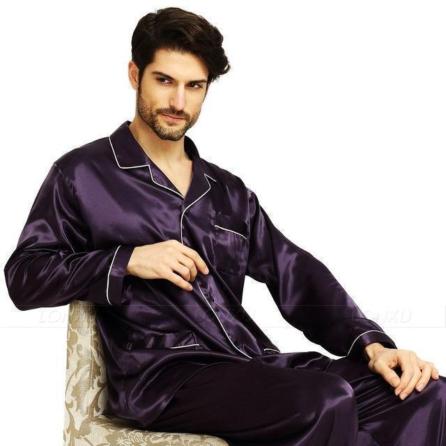 Men's Sleepwear pants Set Silk Satin Pajamas Pyjamas Set - Sleepwear - LeStyleParfait Kenya