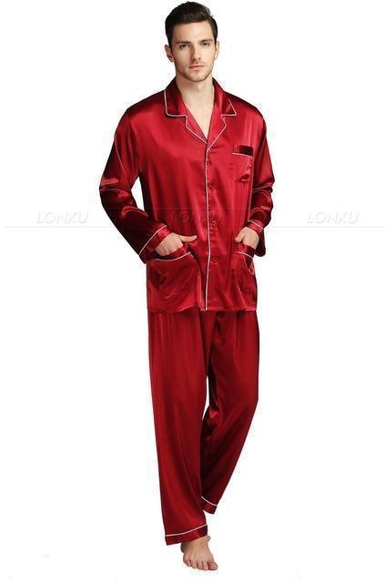 Men's Sleepwear pants Set Silk Satin Pajamas Pyjamas Set - Sleepwear - LeStyleParfait Kenya