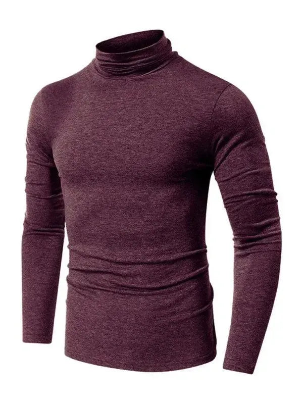 Men's Solid Turtleneck Polyester T-Shirt - All-Season Style - T-Shirt - LeStyleParfait